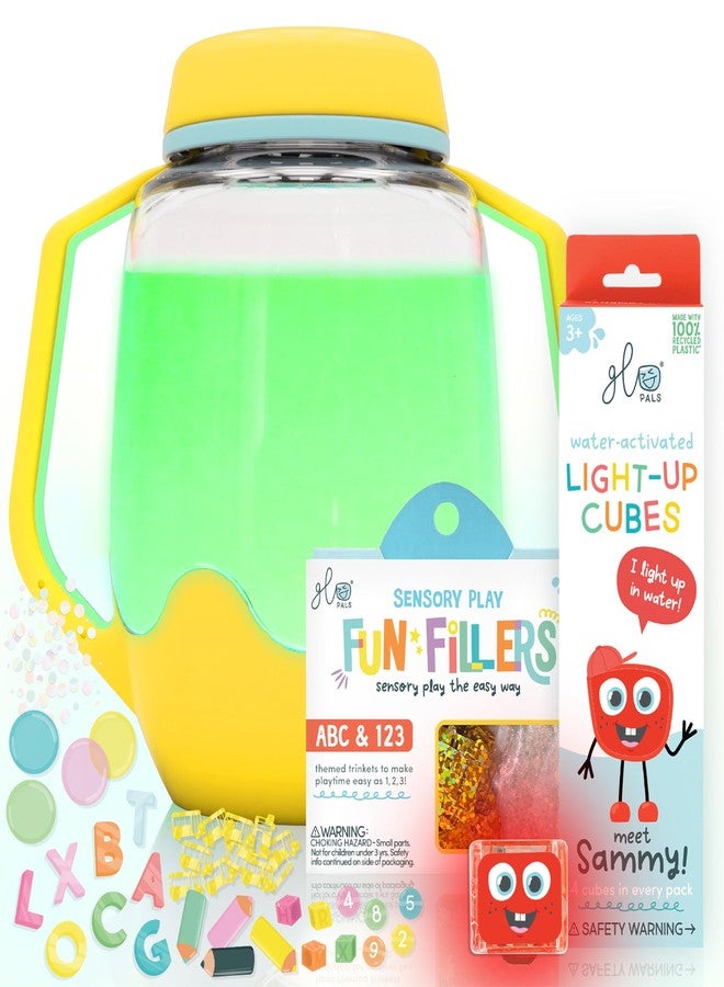 Glo Pals Play Pack Bundle with Sensory Play Jar, Water-Activated Light-Up Cubes, and Fun Fillers - Sensory Toys for Toddlers - Sensory Toy Kit with Light Up Cubes for Bathtub - Easy as ABC - Image 1